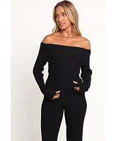 Petal and Pup Women's Gindie Ribbed Knit Off The Shoulder Pant Set