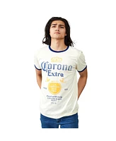 Corona Men's Extra Label Crew Neck Short Sleeve Natural Ringer Tee-xxl