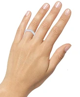 Diamond Baguette & Round Chevron Ring (1/3 ct. t.w.) 14k White Gold