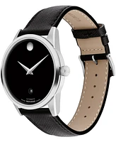 Movado Men's Museum Classic Swiss Automatic Black Leather Watch