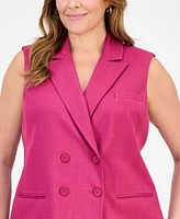 Tahari Asl Plus Peak-Lapel Sleeveless Jacket