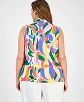 Tahari Asl Plus Sailor-Tie Sleeveless Blouse
