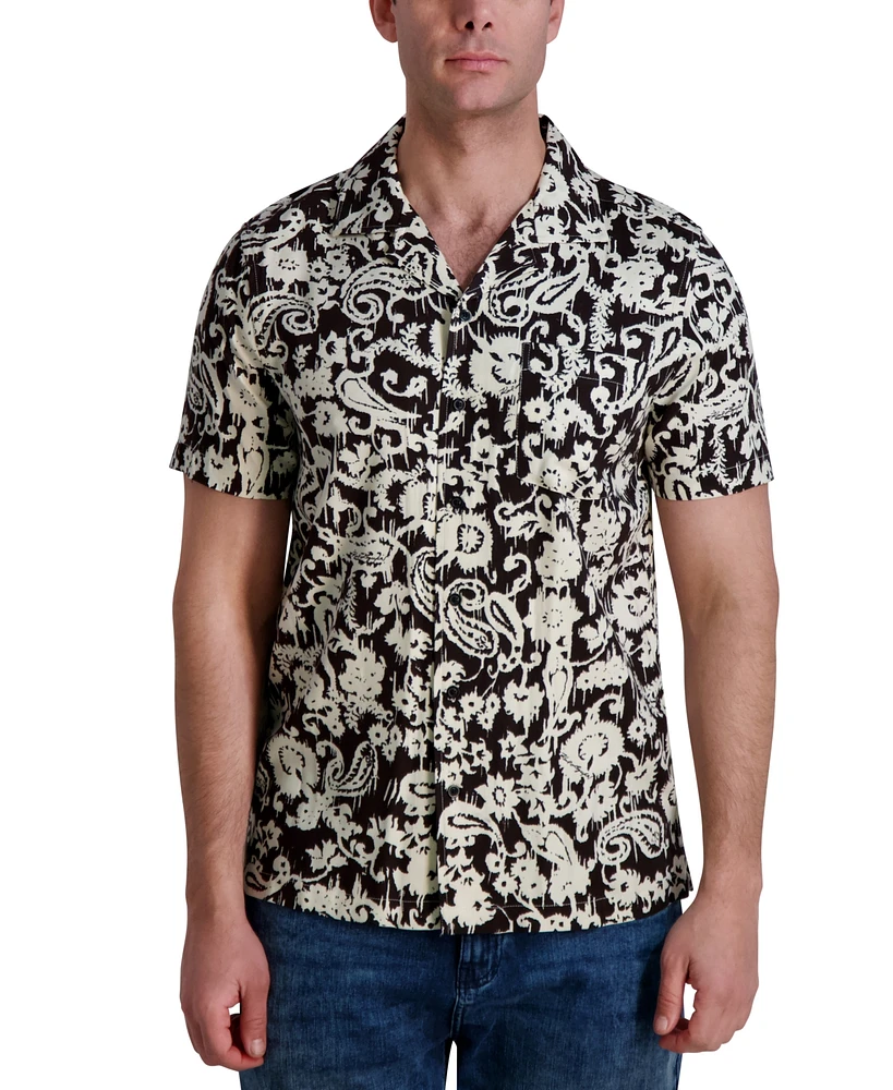 Karl Lagerfeld Paris Men's Regular-Fit Paisley Button-Down Camp Shirt