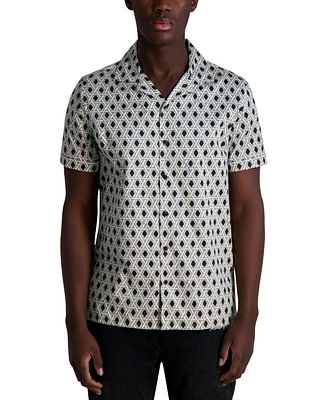 Karl Lagerfeld Paris Men's Regular-Fit Geometric Button-Down Camp Shirt