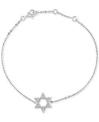 Lali Jewels Diamond Pave Star of David Chain Link Bracelet (1/6 ct. t.w.) in 14k White Gold