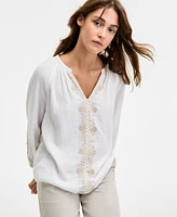 Liverpool Los Angeles Women's Embroidered Cotton Top