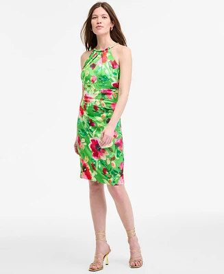 Eliza J Women's Chain-Trim-Neck Sleeveless Sheath Dress