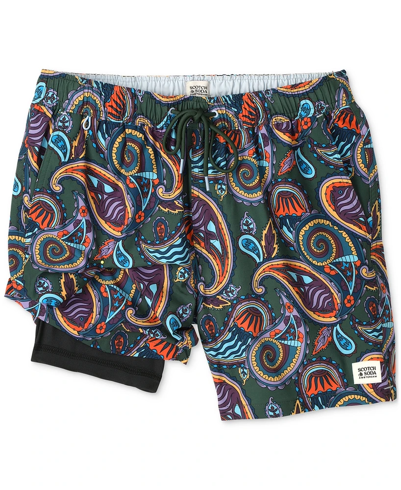Scotch & Soda Men's Miami Ice Paisley Swim Trunks