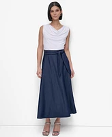 Dkny Women's Maxi Skirt with Tie Belt
