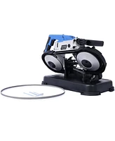 High-Performance Portable Band Saw with Removable Stainless Steel Base, 45°-90° Cutting, 10A 1100W Motor, 5-inch Depth Cut,