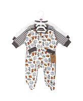 Touched by Nature Baby Boys Organic Cotton Sleep and Play, Neutral Endangered Safari, 0-3 Months