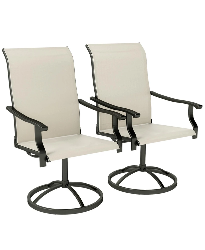 Outsunny Patio Swivel Chairs Set of 2, High Back Dining Chairs,