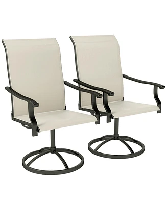 Outsunny Patio Swivel Chairs Set of 2, High Back Dining Chairs,