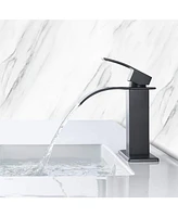 Waterfall Spout Bathroom Faucet,Single Handle Bathroom Vanity Sink Faucet