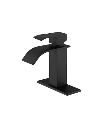 Waterfall Spout Bathroom Faucet,Single Handle Bathroom Vanity Sink Faucet