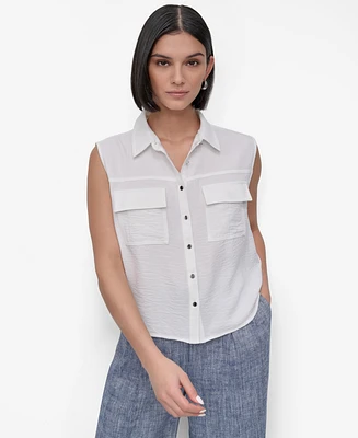 Dkny Women's Sleeveless Button-Front Shirt