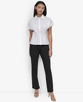 Dkny Women's Cotton Cap-Sleeve Button-Front Shirt