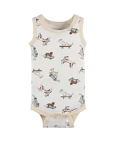 Gerber Baby Boys 4-Pack Sleeveless Onesies Bodysuits, Blue Bike