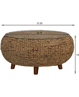 Gallerie Decor Stonebridge Coffee Table With Glass Top