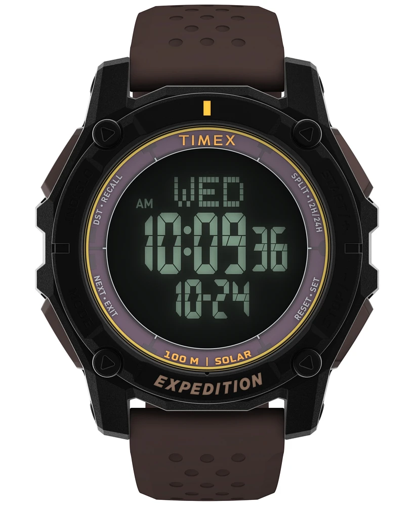 Timex Men's Chronograph Brown Silicone Watch, 49mm