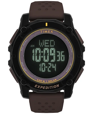 Timex Men's Chronograph Brown Silicone Watch, 49mm