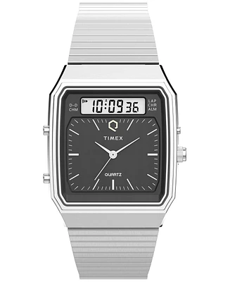 Timex Men's Quartz Analog Digital Silver-Tone Stainless Steel Watch, 33mm