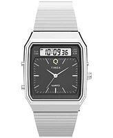Timex Men's Quartz Analog Digital Silver-Tone Stainless Steel Watch, 33mm