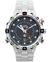 Timex Men's Quartz Analog Silver-Tone Stainless Steel Watch, 45mm