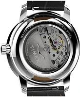 Timex Men's Mechanical Automatic Black Leather Watch