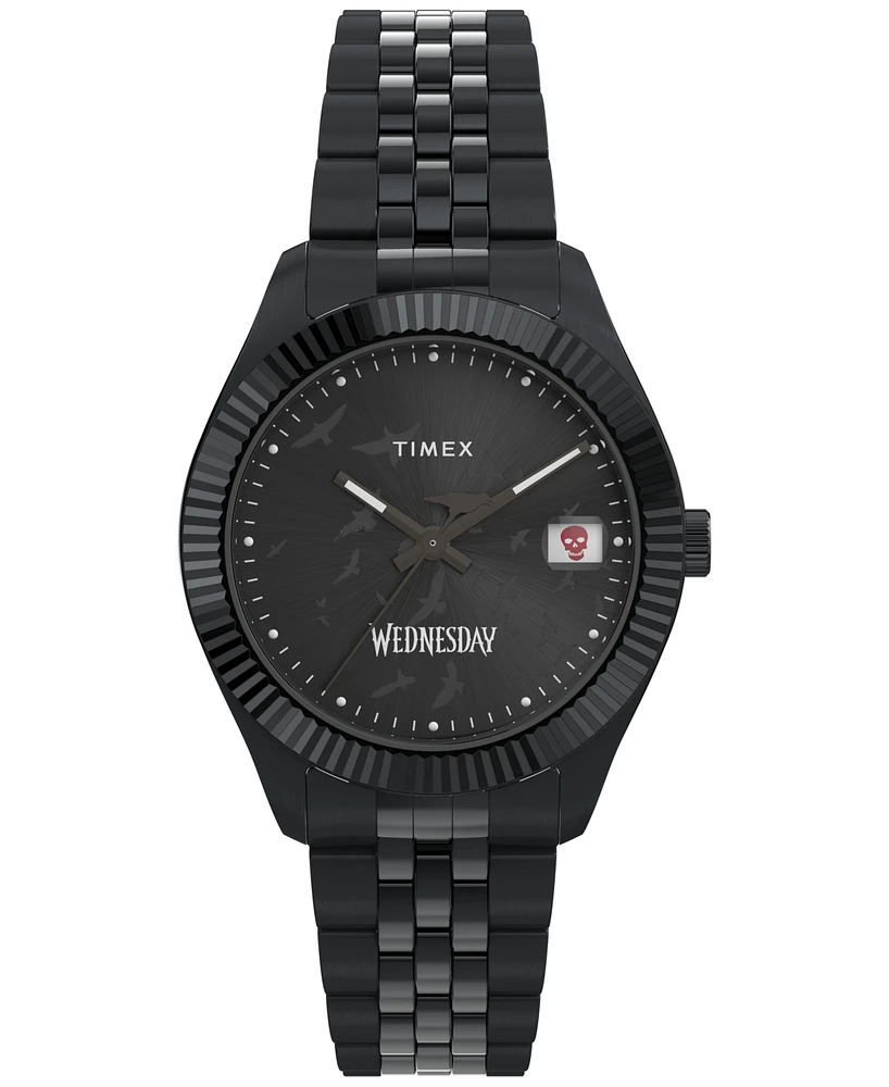 Timex Men's Quartz Analog Black Stainless Steel Watch, 36mm