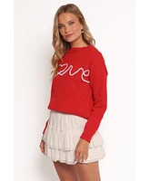 Petal and Pup Women's Love Embroidered Knit Sweater