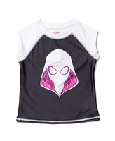 Spider-Man Girls Marvel Spider-Gwen Upf 50+ Rash Guard & Bikini Bottom Swimsuit Set to