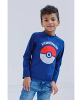 Pokemon Boys Pikachu Upf 50+ Rash Guard Swim Shirt to