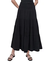 Dkny Jeans Petite Cotton Smocked-Waist Tiered Maxi Skirt