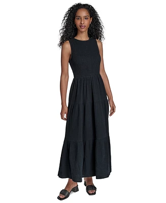Calvin Klein Women's Cotton Smocked Tiered Maxi Dress