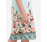 Jm Collection Women's Printed Elbow Sleeve Dress, Exclusively at Macy's