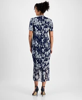 Connected Women's Shirred-Front Short-Sleeve Sheath Dress