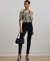 Lauren Ralph Petite Floral Georgette Ruffle-Trim Blouse