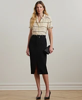 Lauren Ralph Petite Striped Short-Sleeve Camp Shirt