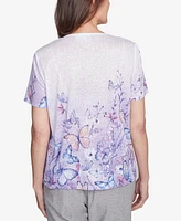 Alfred Dunner Petite Crystal Springs Crisscross Ombre Butterfly Top