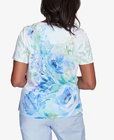 Alfred Dunner Petite St. Thomas Dramatic Floral Print Top
