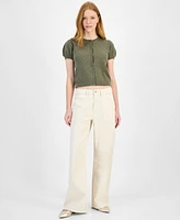 And Now This Petite Pointelle-Knit Button-Front Cardigan, Exclusively at Macy's