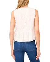 CeCe Women's Lace Split-Neck Peplum Tank