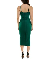 Emerald Sundae Juniors' Straight-Neck Sleeveless Ruched Dress