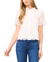 CeCe Women's Lace Short-Sleeve Shirt