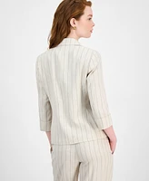 Kasper Women's Pinstripe Notch-Collar 3/4-Sleeve Jacket, Regular & Petite Sizes