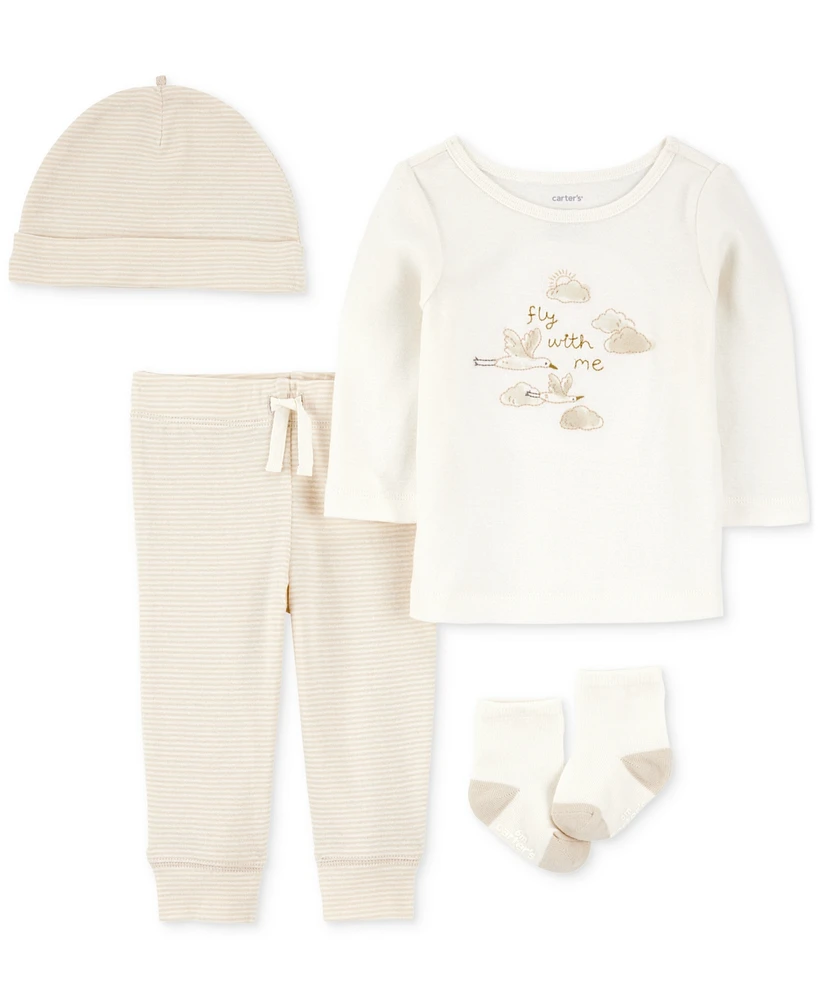 Carter's Baby Boys Cloud Top, Hat, Pants & Socks, 4 Piece Set
