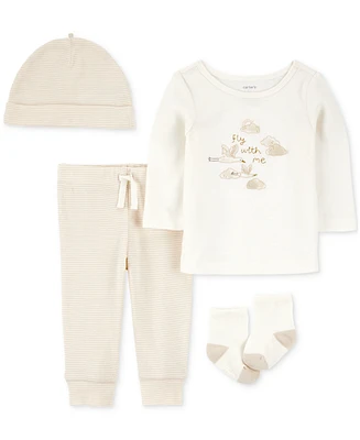 Carter's Baby Boys Cloud Top, Hat, Pants & Socks, 4 Piece Set