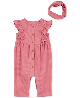 Carter's Baby Girls Jumpsuit & Headwrap, 2 Piece Set