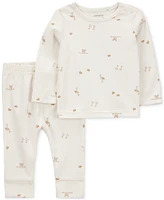 Carter's Baby Bird-Print Long-Sleeve T-Shirt & Pants, 2 Piece Set